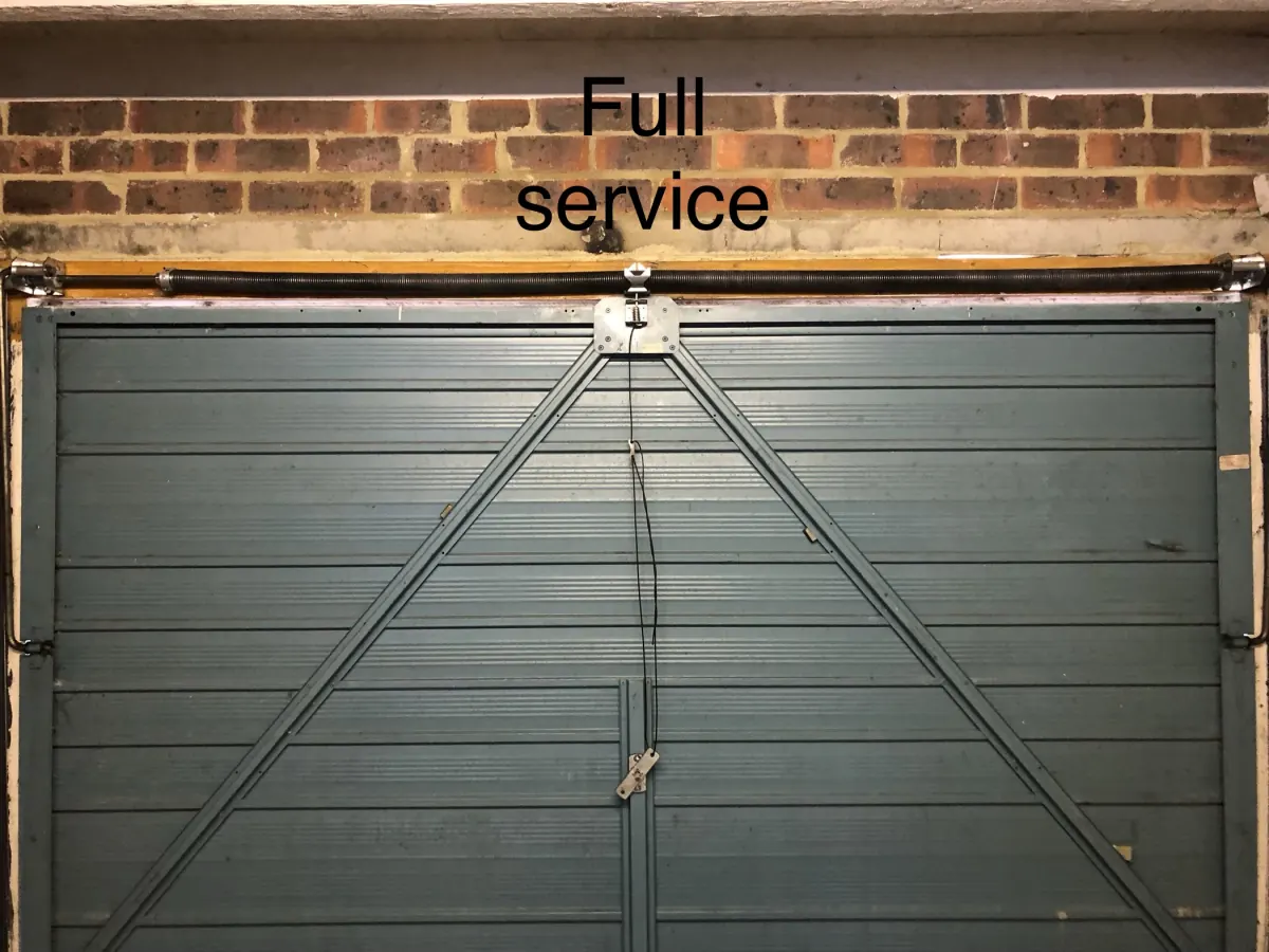 Up and over garage door mechanism after a full service with new springs and cables